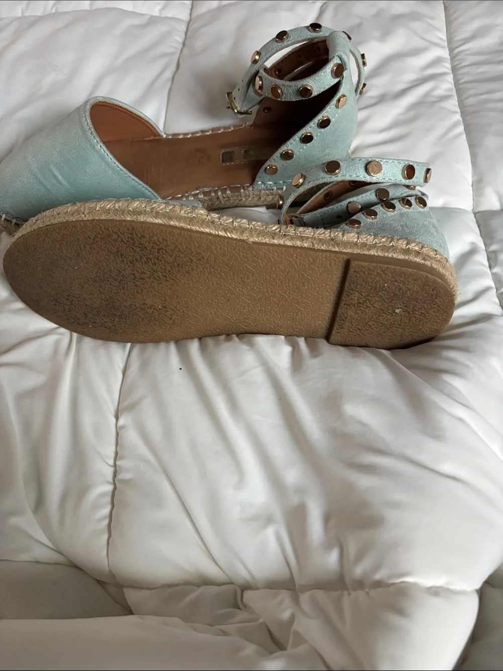 Cafènoir Espadrille in Aqua Marine Ankle-Strap Flats